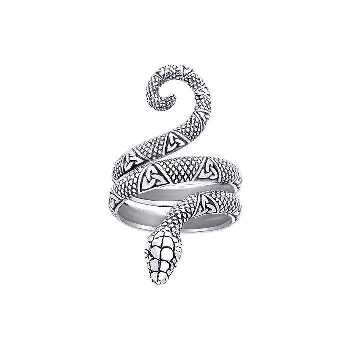 Celtic Trinity Knot Snake Sterling Silver Ring TRI563