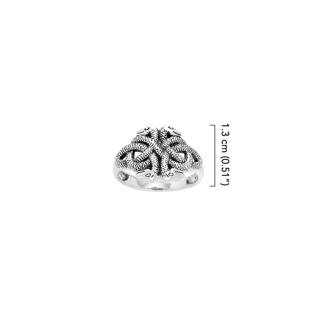 Celtic Knot Snakes Sterling Silver Ring TRI565
