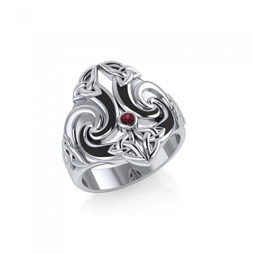 A powerful and meaningful Silver Celtic Triquetra Gemstone Ring TRI635 | Ring | Wiccan Center
