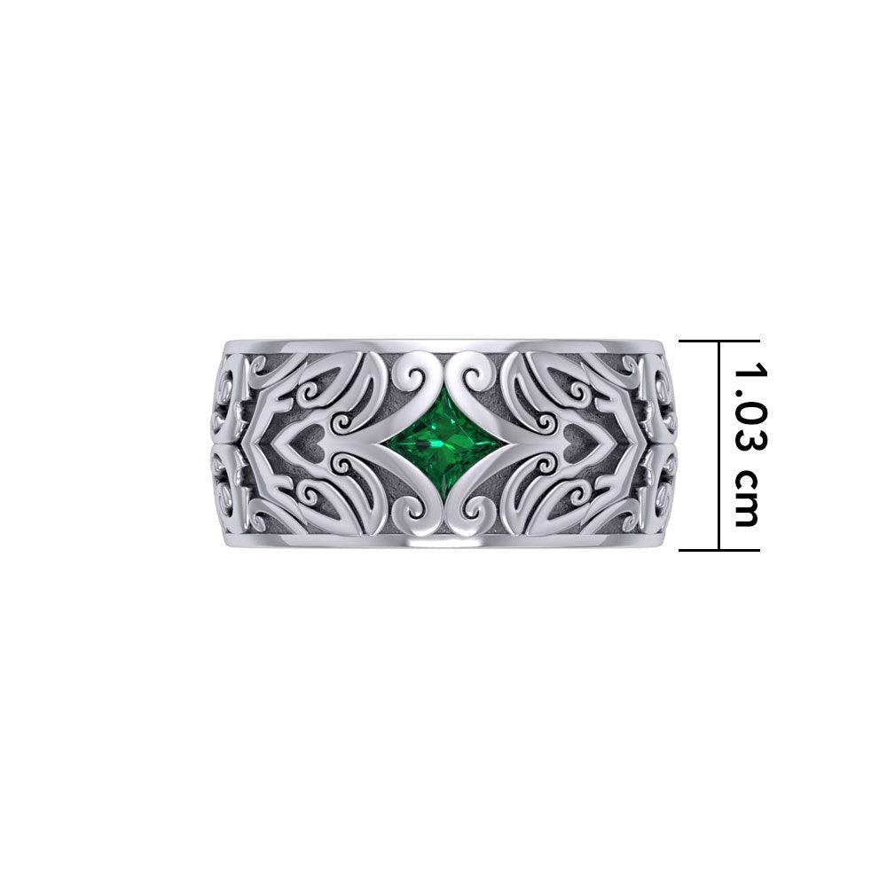 Modern Celtic Silver Gemstone Ring TRI671