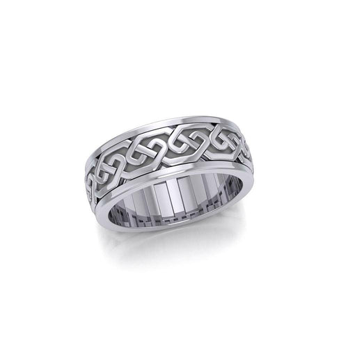 A showcase of Celtic beauty ~ Sterling Silver Celtic Knotwork Spinner Ring TRI771 | Ring | Wiccan Center