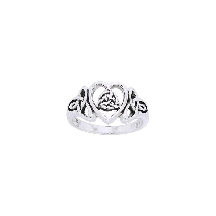 Celtic Knotwork Trinity Heart Sterling Silver Ring TRI873