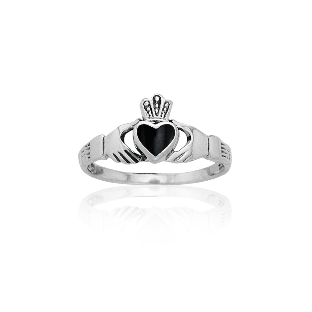 Celtic Claddagh Sterling Silver With Inlay Ring TRI882