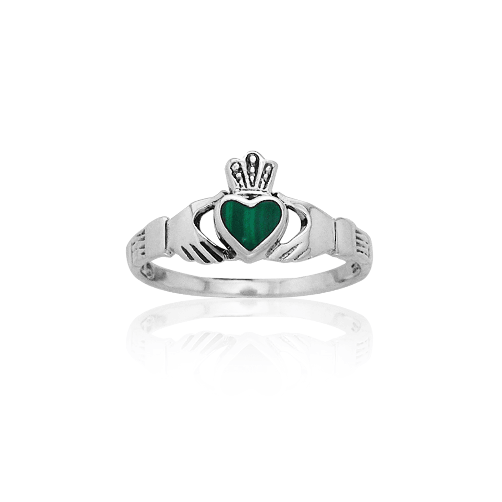 Celtic Claddagh Sterling Silver With Inlay Ring TRI882