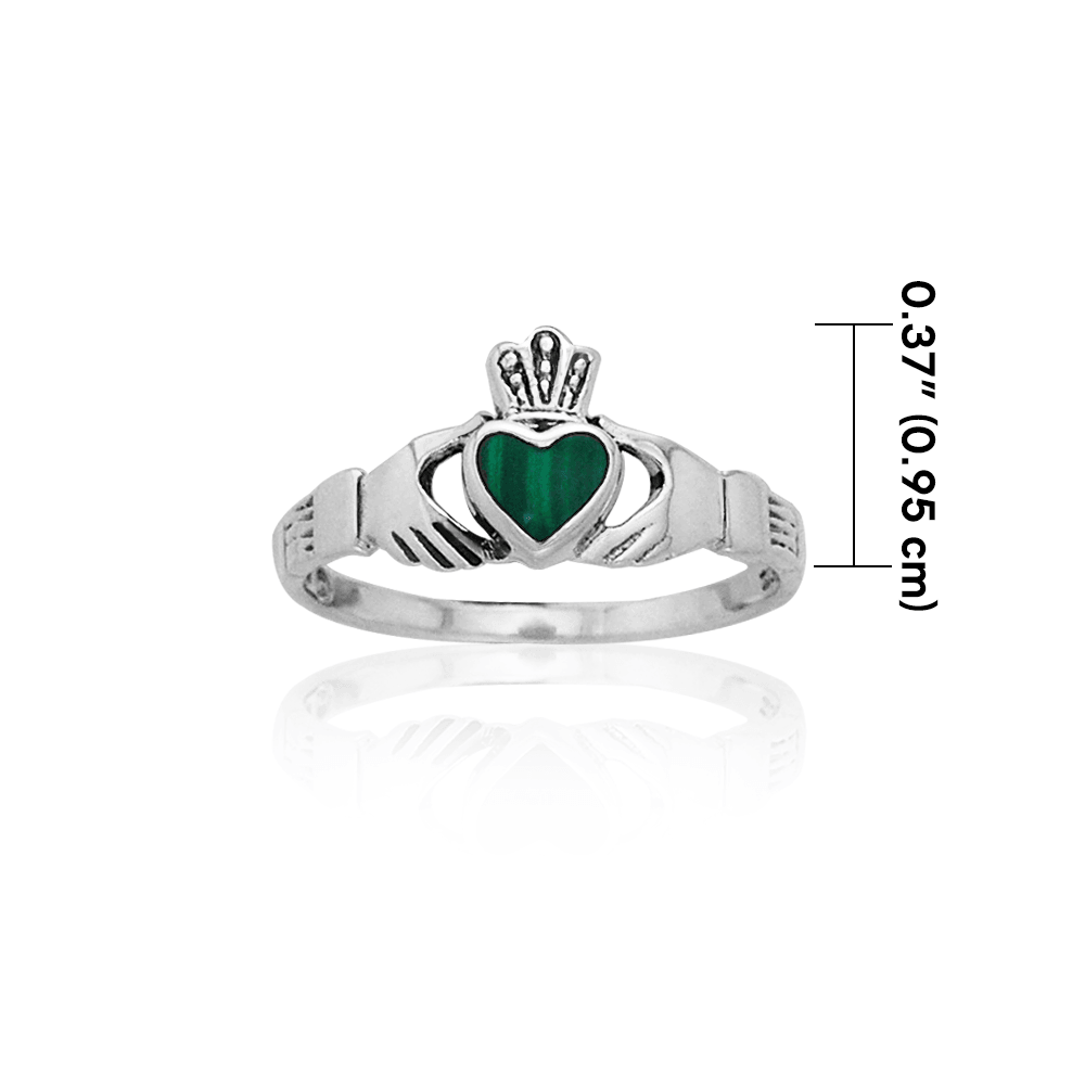Celtic Claddagh Sterling Silver With Inlay Ring TRI882