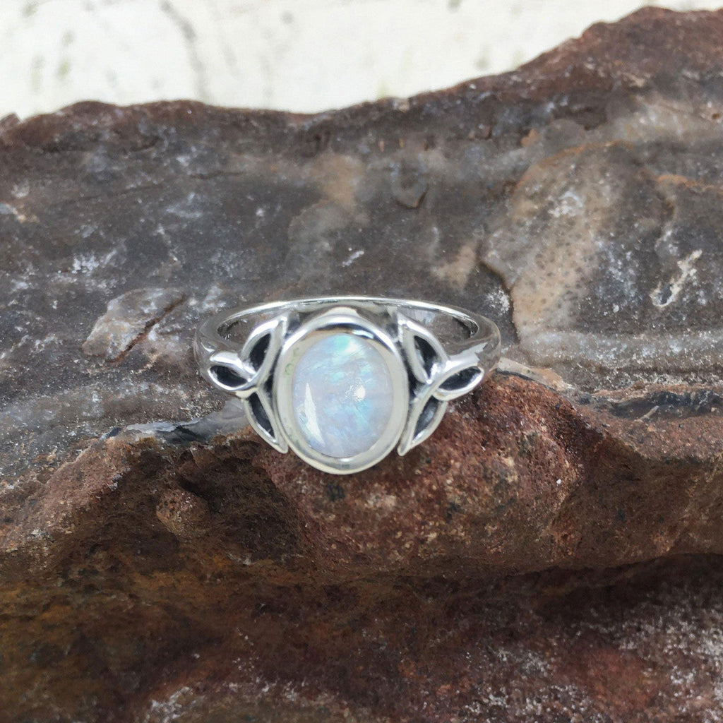 Celtic Triquetra Sterling Silver Ring With Gemstone TRI887