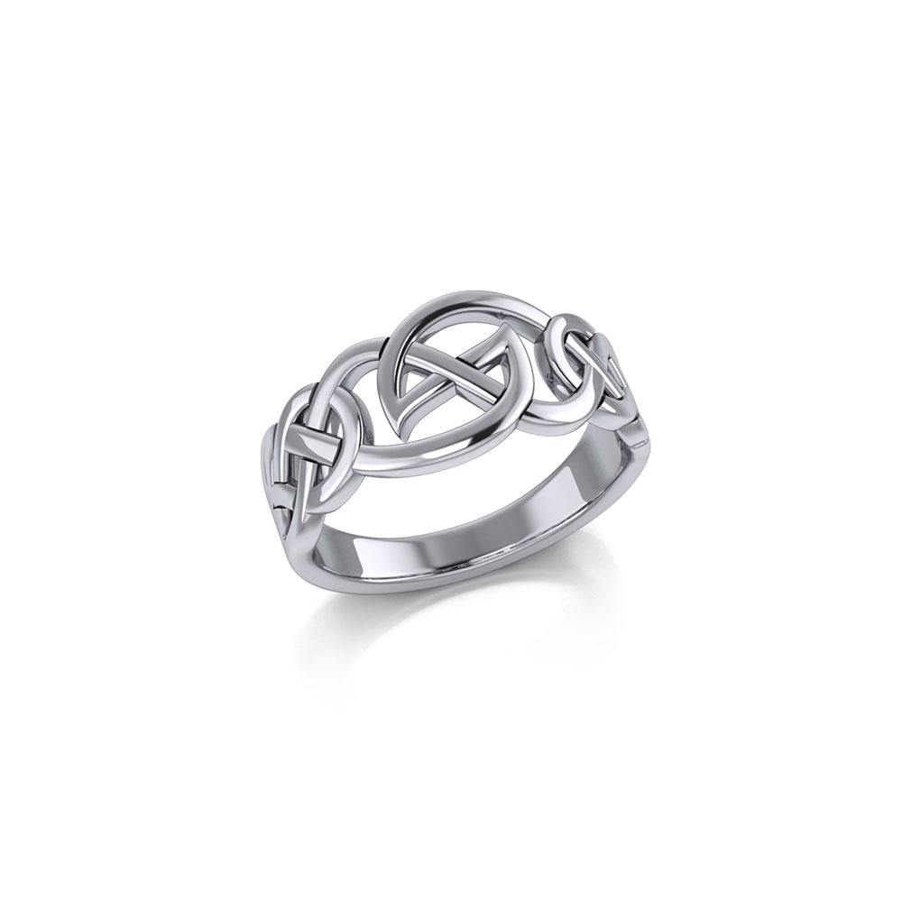 Modern Celtic Silver Ring TRI889