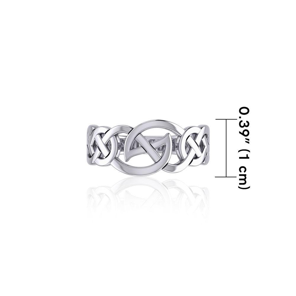 Modern Celtic Silver Ring TRI889