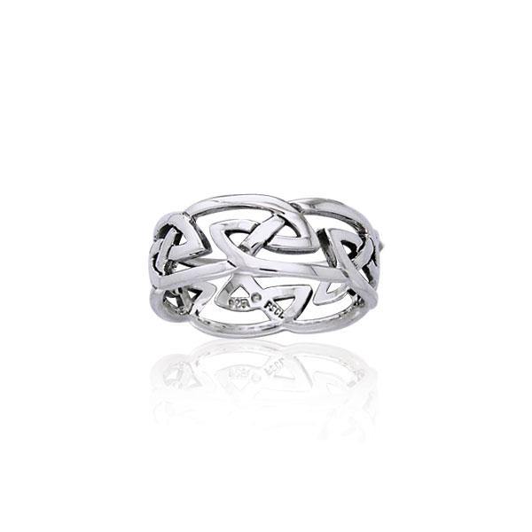 Modern Celtic Silver Ring TRI900