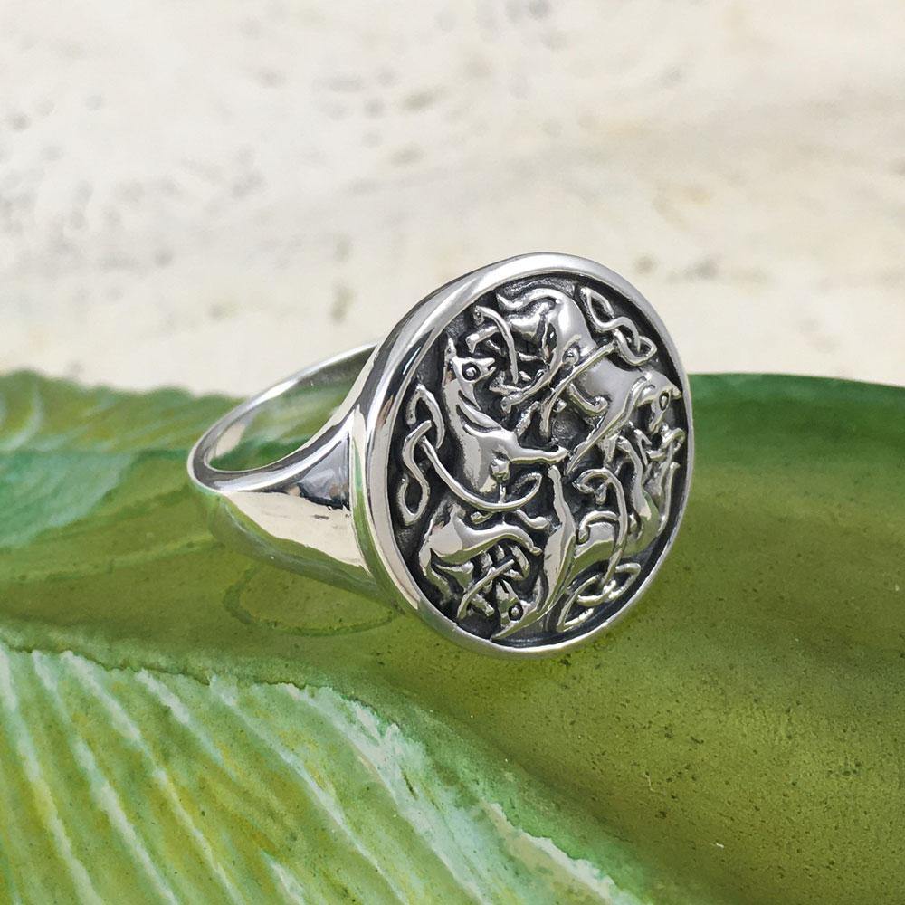 Celtic Knot Horse Sterling Silver Ring TRI901