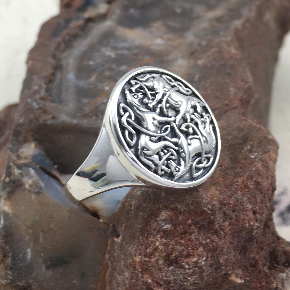Celtic Knot Horse Sterling Silver Ring TRI901