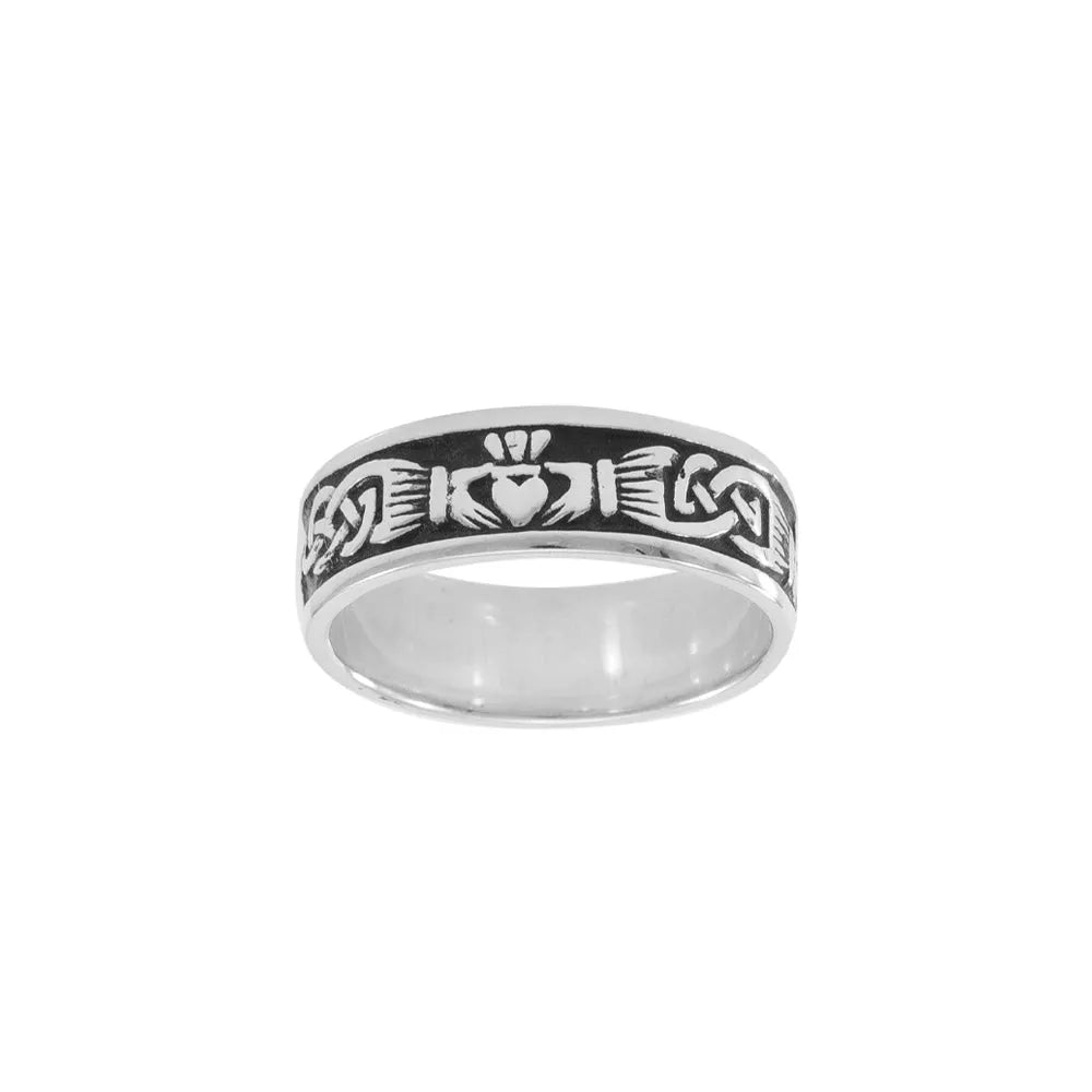 Celtic Knotwork Claddagh Sterling Silver Ring TRI969