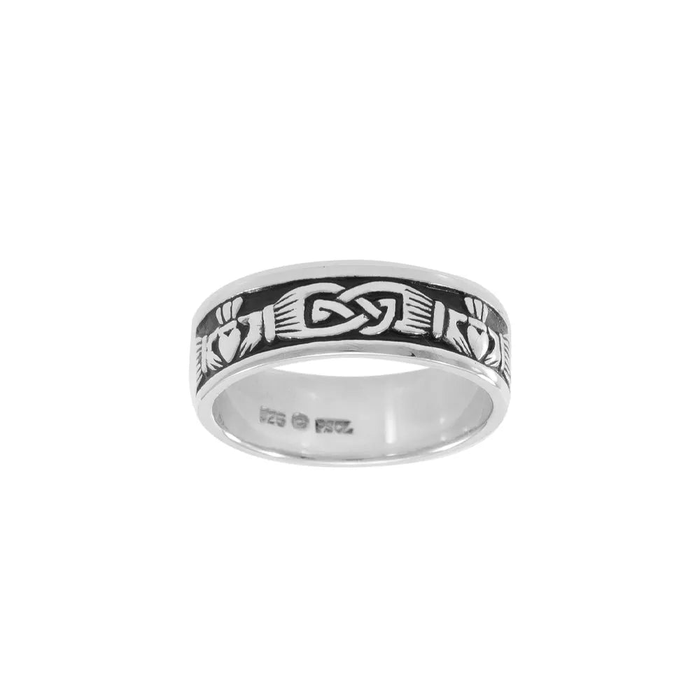 Celtic Knotwork Claddagh Sterling Silver Ring TRI969