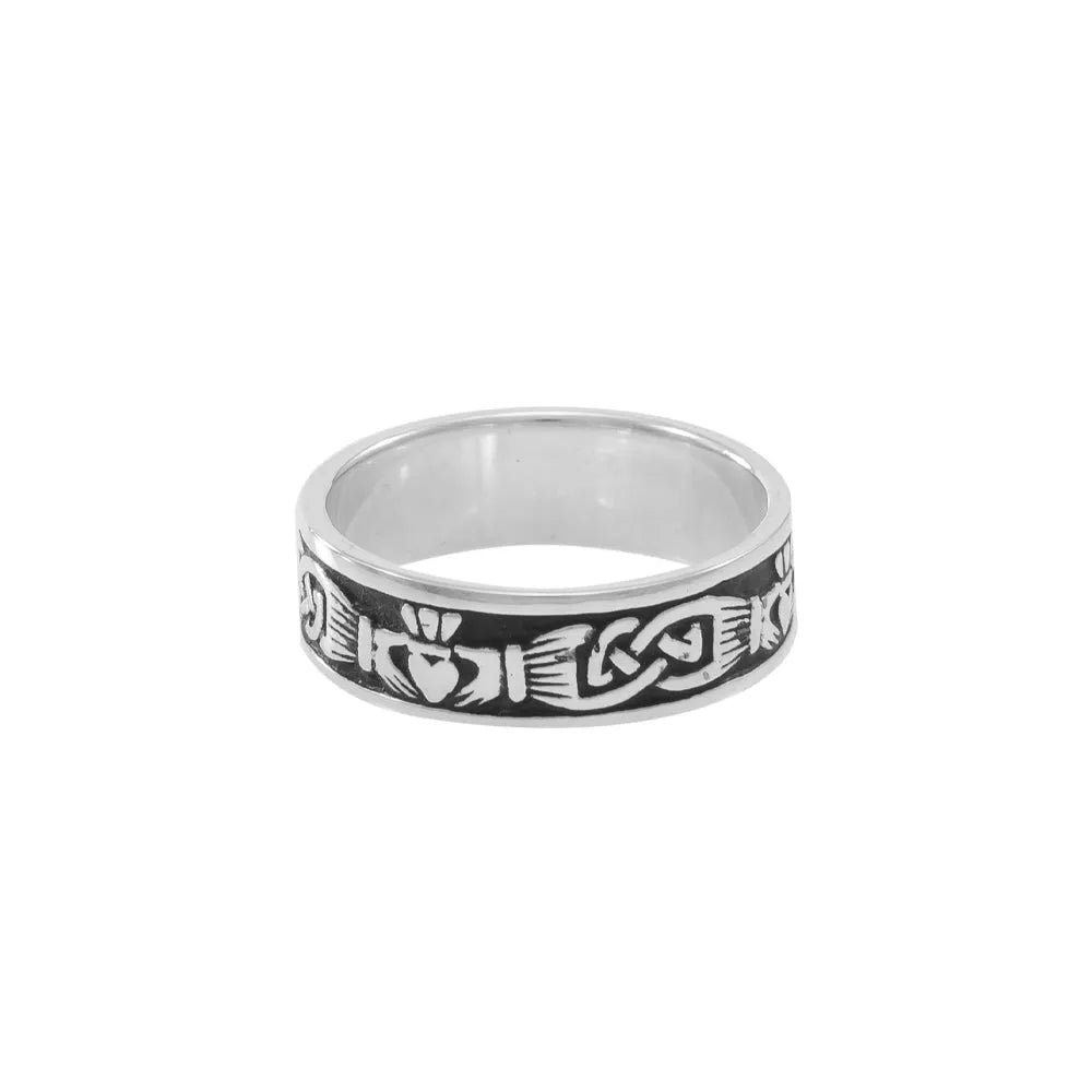 Celtic Knotwork Claddagh Sterling Silver Ring TRI969