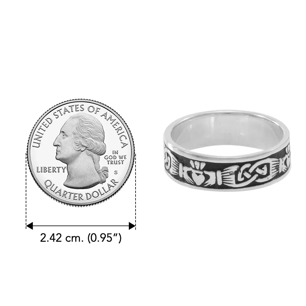 Celtic Knotwork Claddagh Sterling Silver Ring TRI969