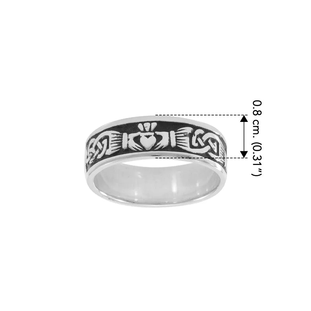 Celtic Knotwork Claddagh Sterling Silver Ring TRI969