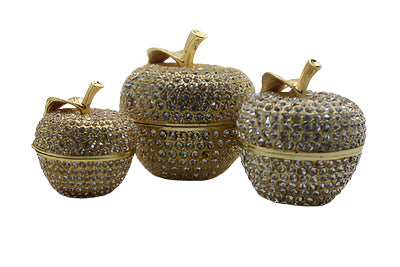 3 Golden apples w /jewels Trinket box TRNK-4260 | GIFTS REGALOS | Wiccan Center