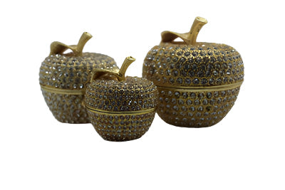 3 Golden apples w /jewels Trinket box TRNK-4260 | GIFTS REGALOS | Wiccan Center