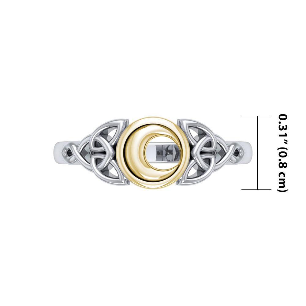 Celtic Moon Silver and 14K Gold Accent Ring TRV1746