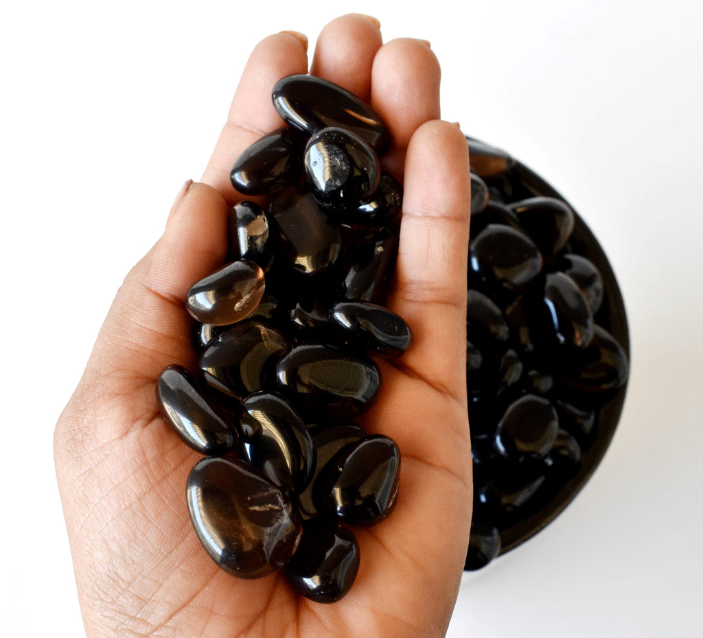 Dark Smokey Quartz Tumbled Crystals (Luck And Good Fortune and Grounding) | Tumbled Stones & Chips | Wiccan Center