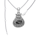 Celtic Infinity Money Bag with Wealth and Prosperity Bind Rune Sterling Silver Pendant TPD5962