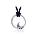 Celtic Knot Crescent Moon Sterling Silver Pendant with Nylon Cord Set TSE526