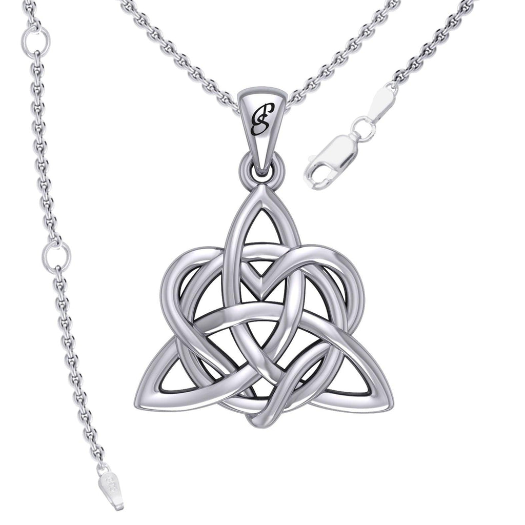 Elegance: Enchanted Magic Celtic Triquetra Heart Sterling Silver Pendant - TPD6195