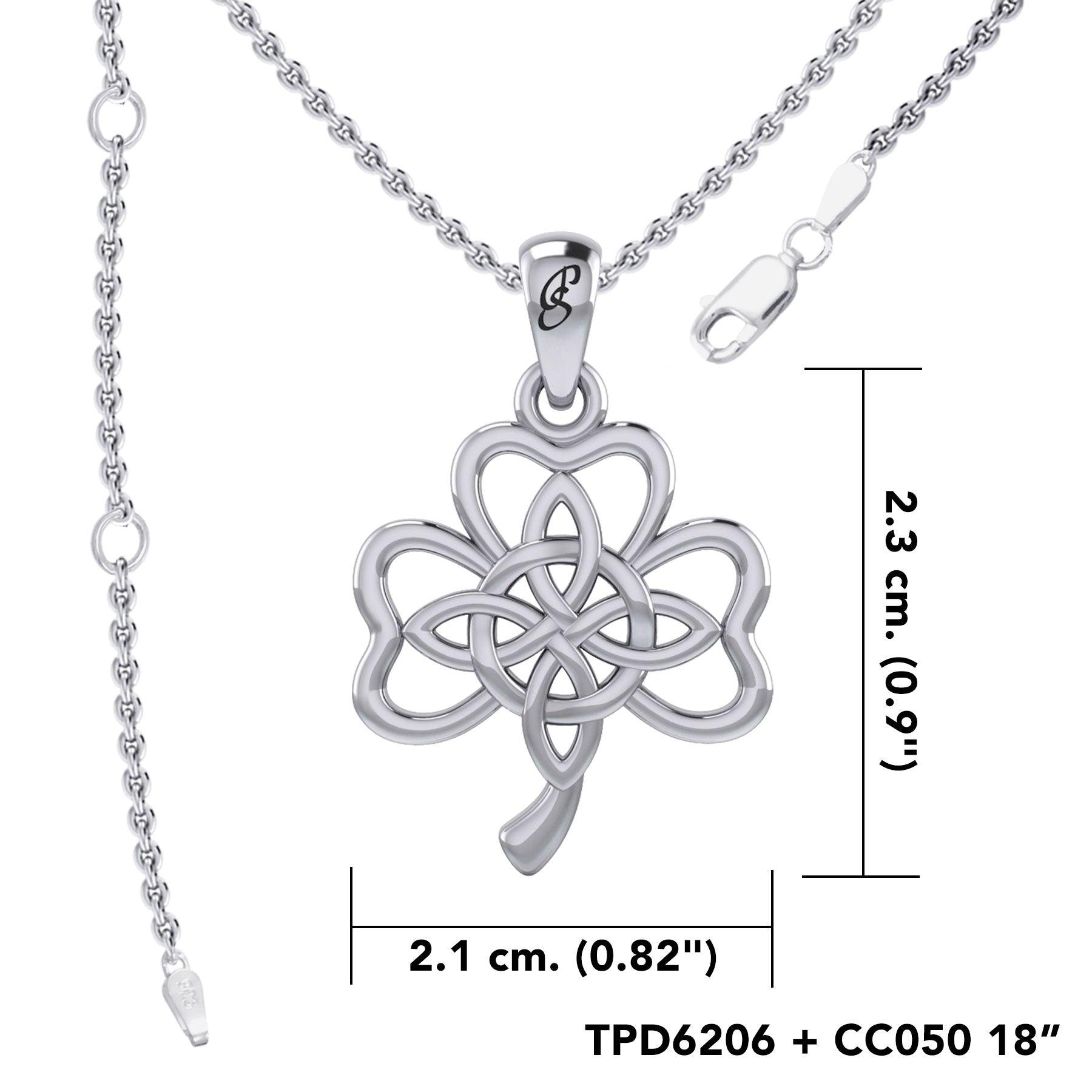 Celtic Shamrock and Four-Point Knots Sterling Silver Pendant - Intricate Connections by Peter Stone Jewelry TPD6206
