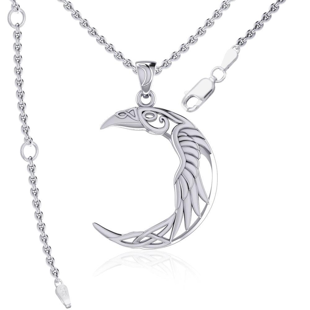 The Celtic Moon Raven Sterling Silver Pendant TPD5261