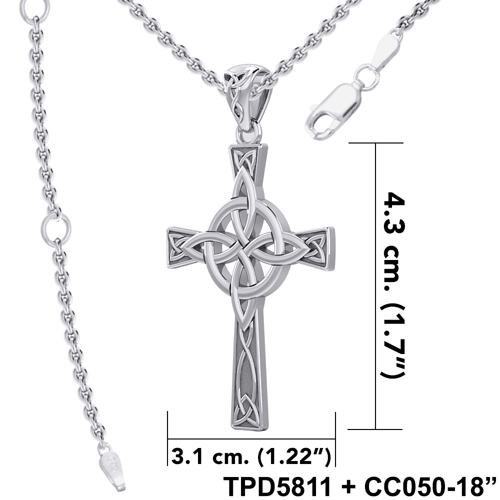 Celtic Cross with Four Point Knot Sterling Silver Pendant TPD5811