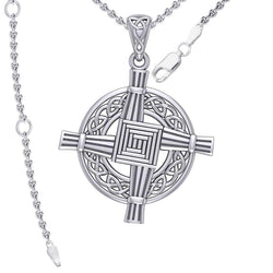 Saint Brigids Cross with Celtic Sterling Silver Pendant TPD5880 | Pendant | Wiccan Center