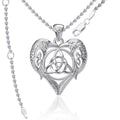 Ravens Crows with Celtic Triquetra in Heart Sterling Silver Pendant TPD5213