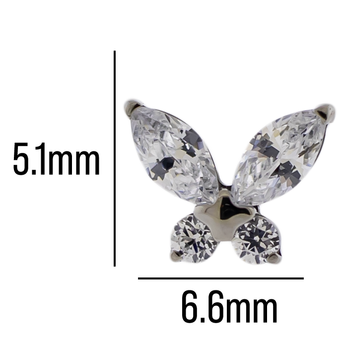 16G/18G Steel Internally Threaded End- Gem Butterfly | Body Jewelry | Wiccan Center