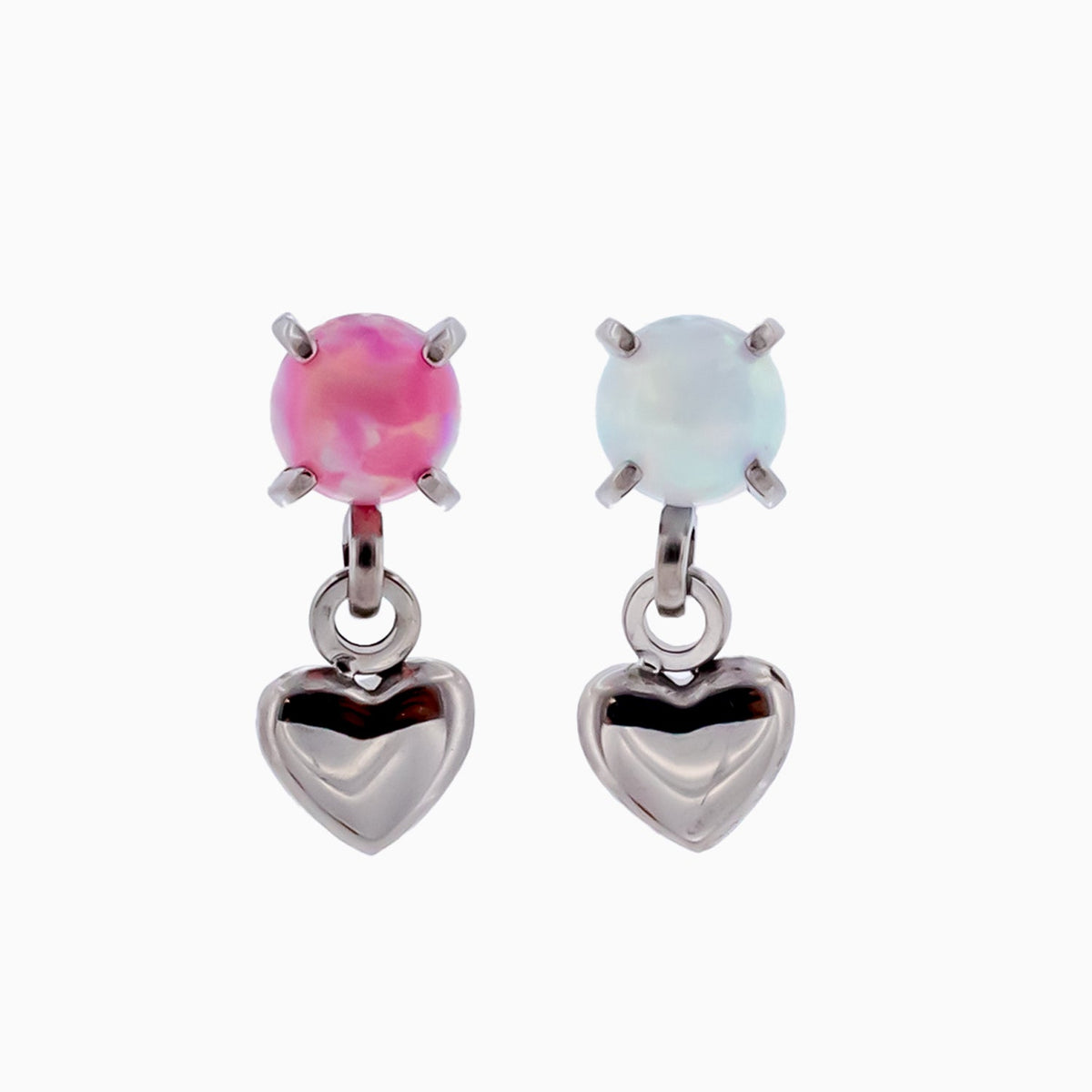 Steel Internally Threaded End - Round Gem w/ Heart Dangle -16G | Body Jewelry | Wiccan Center