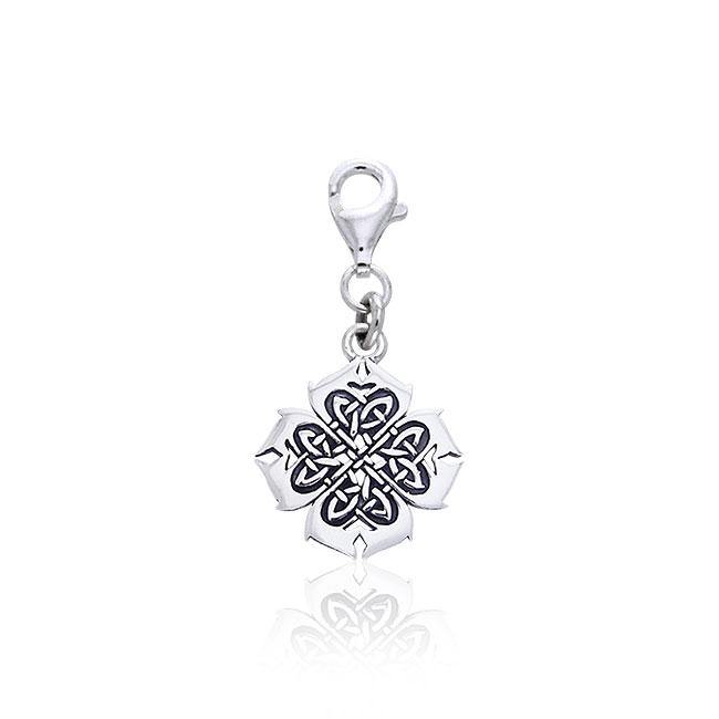 Modern Shamrock Celtic Knotwork Sterling Silver Clip Charm TWC042