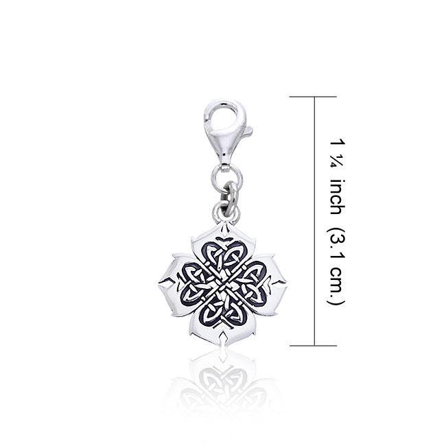 Modern Shamrock Celtic Knotwork Sterling Silver Clip Charm TWC042
