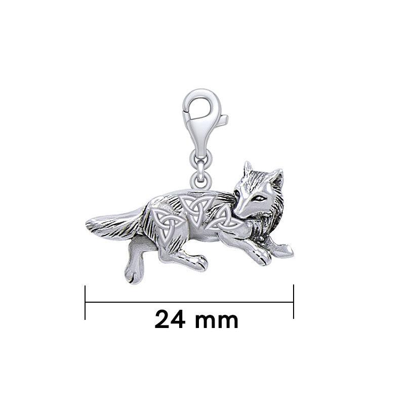 Celtic Wolf Sterling Silver Clip on Charm TWC167