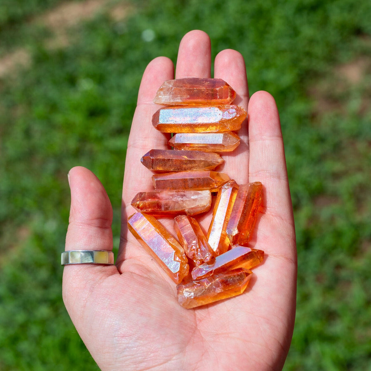 Tangerine Aura Quartz Crystal Point | Religious Items | Wiccan Center