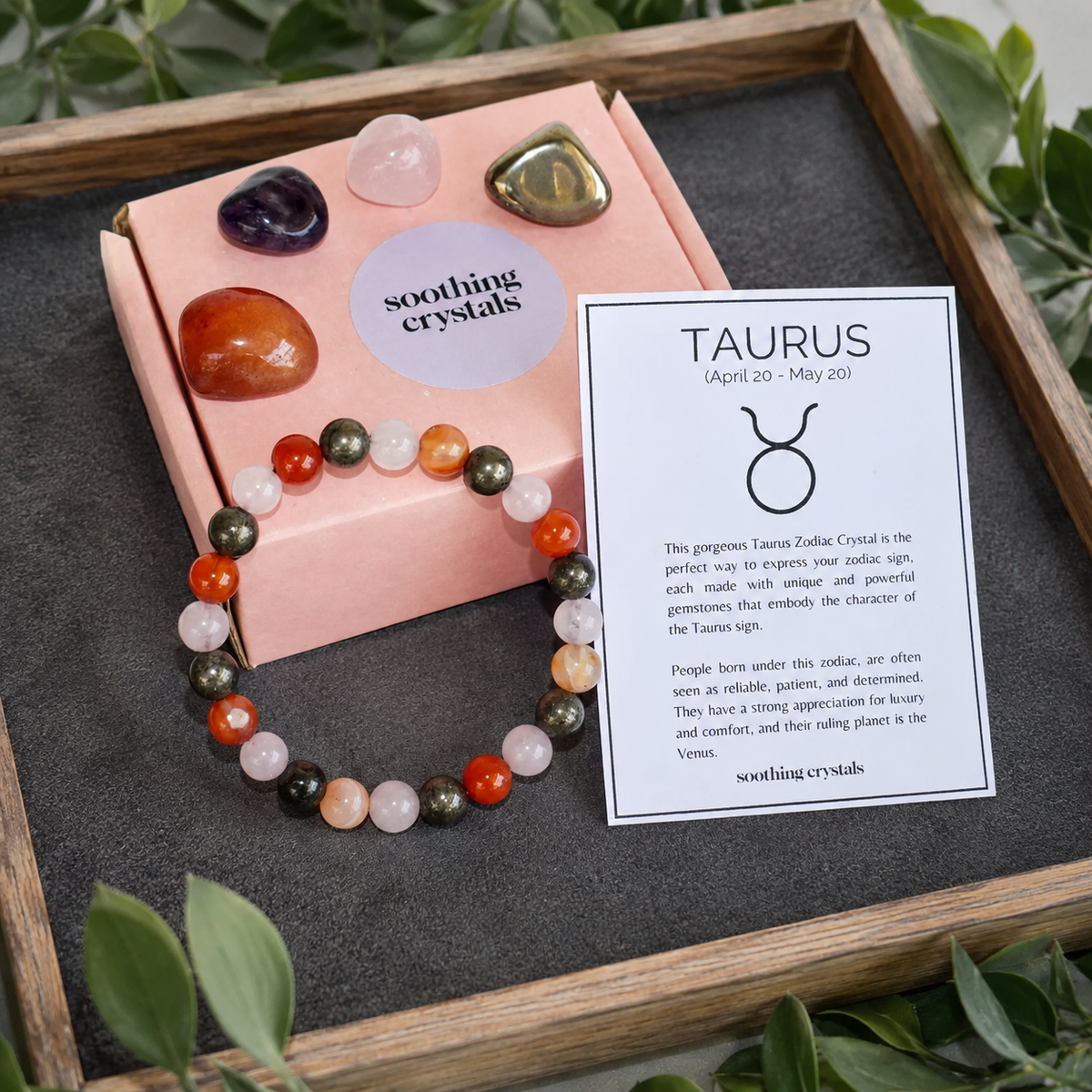 TAURUS Zodiac Crystal Kit, Taurus Birthstones Tumbled Stones Set, Taurus Stones Gifts