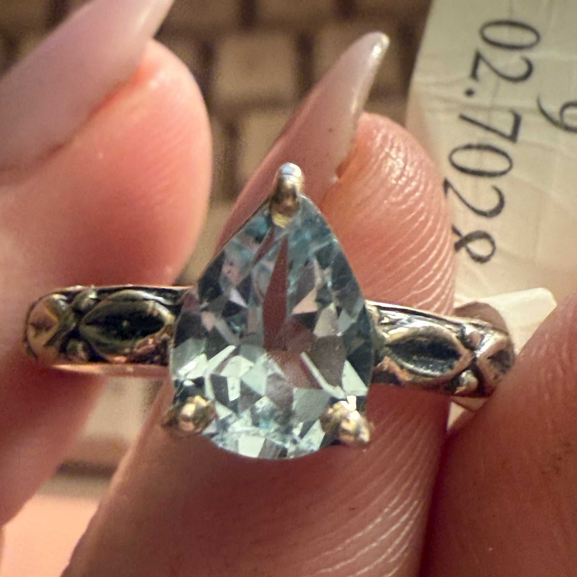Teardrop Blue Topaz Filigree Ring in Sterling Silver | Rings | Wiccan Center