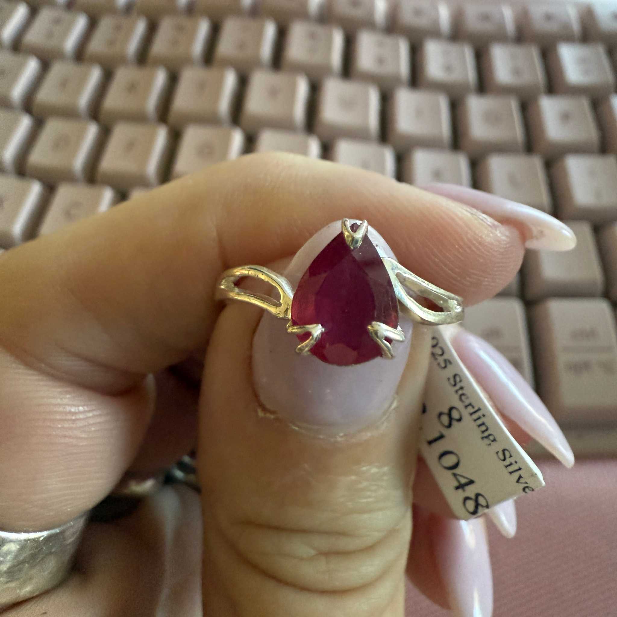Teardrop Ruby Infinity Sterling Silver Ring (Size 8) | Rings | Wiccan Center