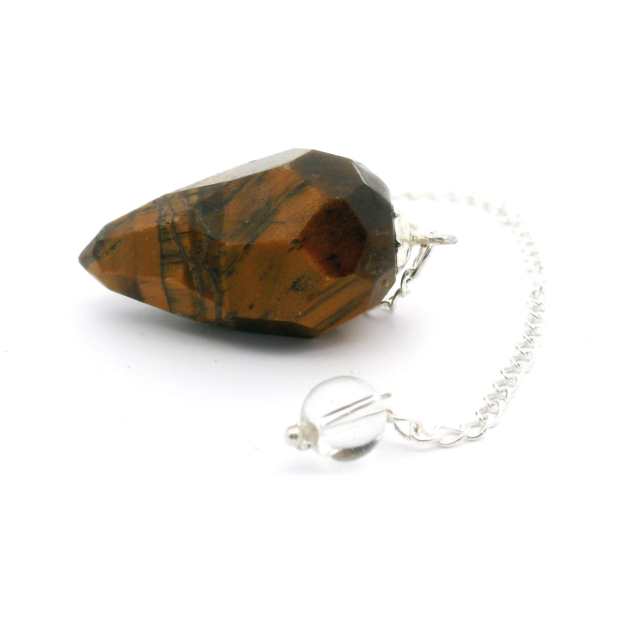 Yellow Tiger's Eye Faceted Droplet Gemstone Pendulum | Crystals & Minerals > Specimens | Wiccan Center