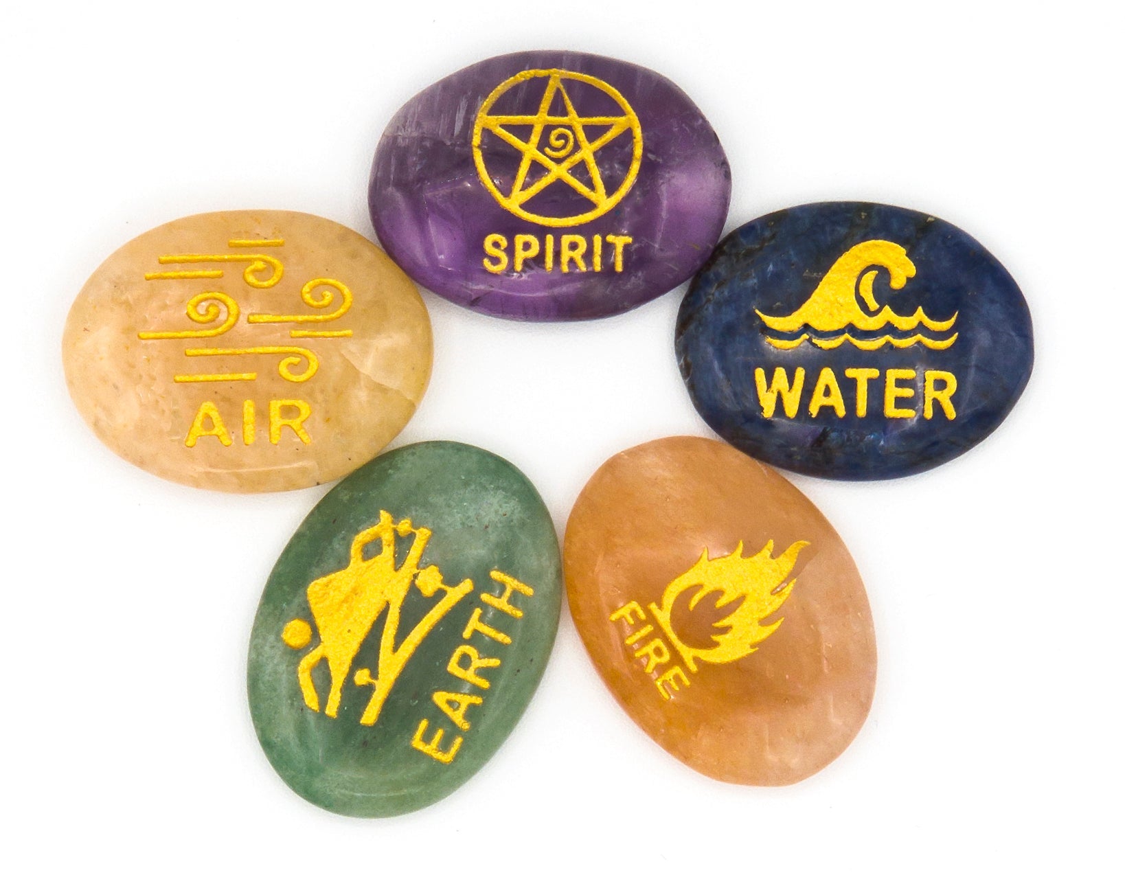 The Elements - 5-Piece Gemstone Set | Rune Stones | Wiccan Center