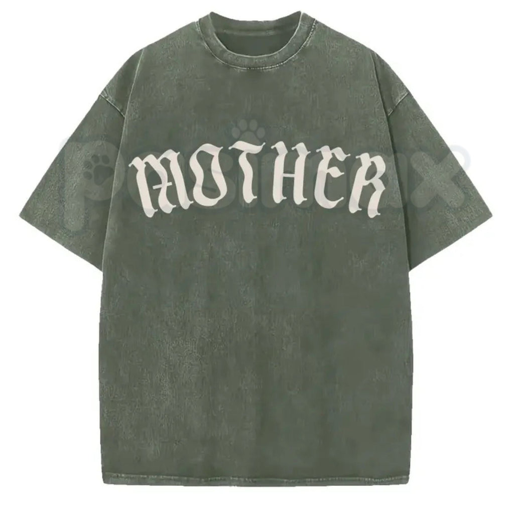 The Matriarch: Mother Gothic Washed Tee – Dark Mystic Graphic Shirt, Vintage Distressed Heavy Cotton Top | T-Shirt | Wiccan Center