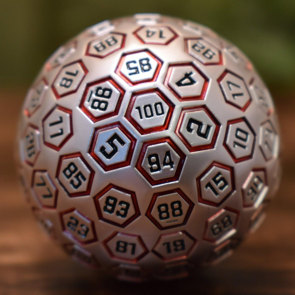 The Orb D100 - Red and Matte Silver Metal Die | D100 | Wiccan Center