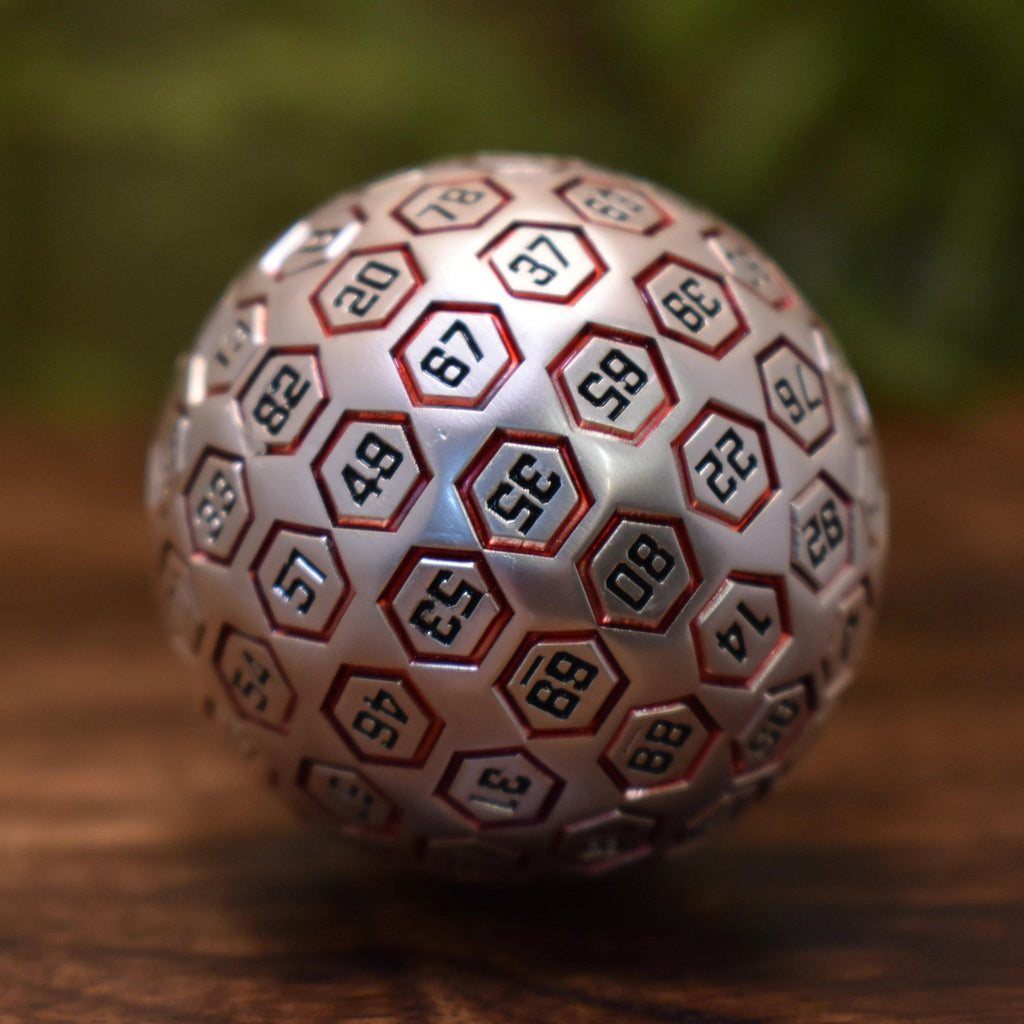 The Orb D100 - Red and Matte Silver Metal Die | D100 | Wiccan Center