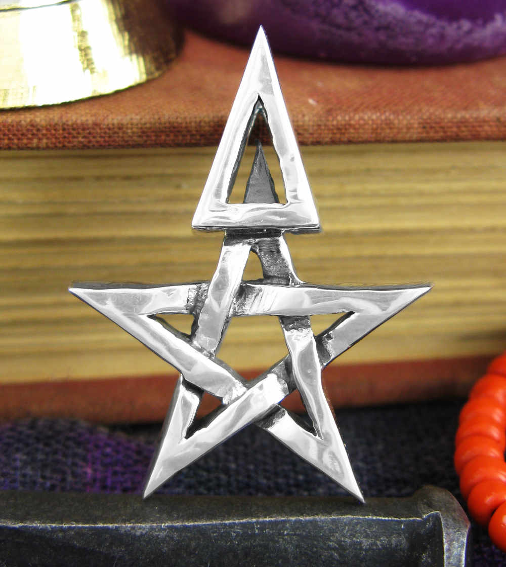Chunky Third Degree Wiccan Pentagram Pendant, Handmade | Handmade > Silver | Wiccan Center