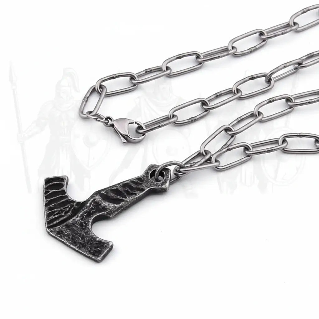 Thor Mjolnir necklace for men – Viking Norse Pendant with Steel Chain