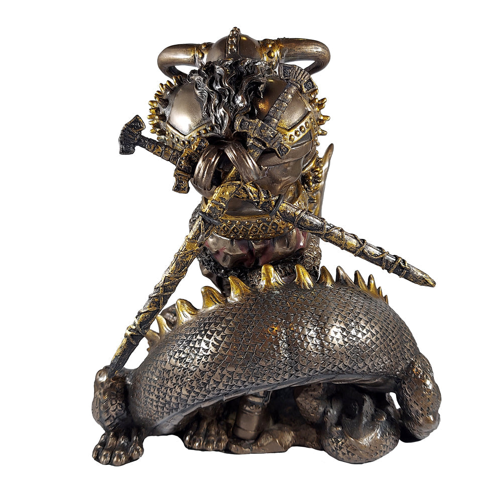 Thor Slaying Midgard Dragon With Mjolnir Hammer Statue | Statue | Wiccan Center