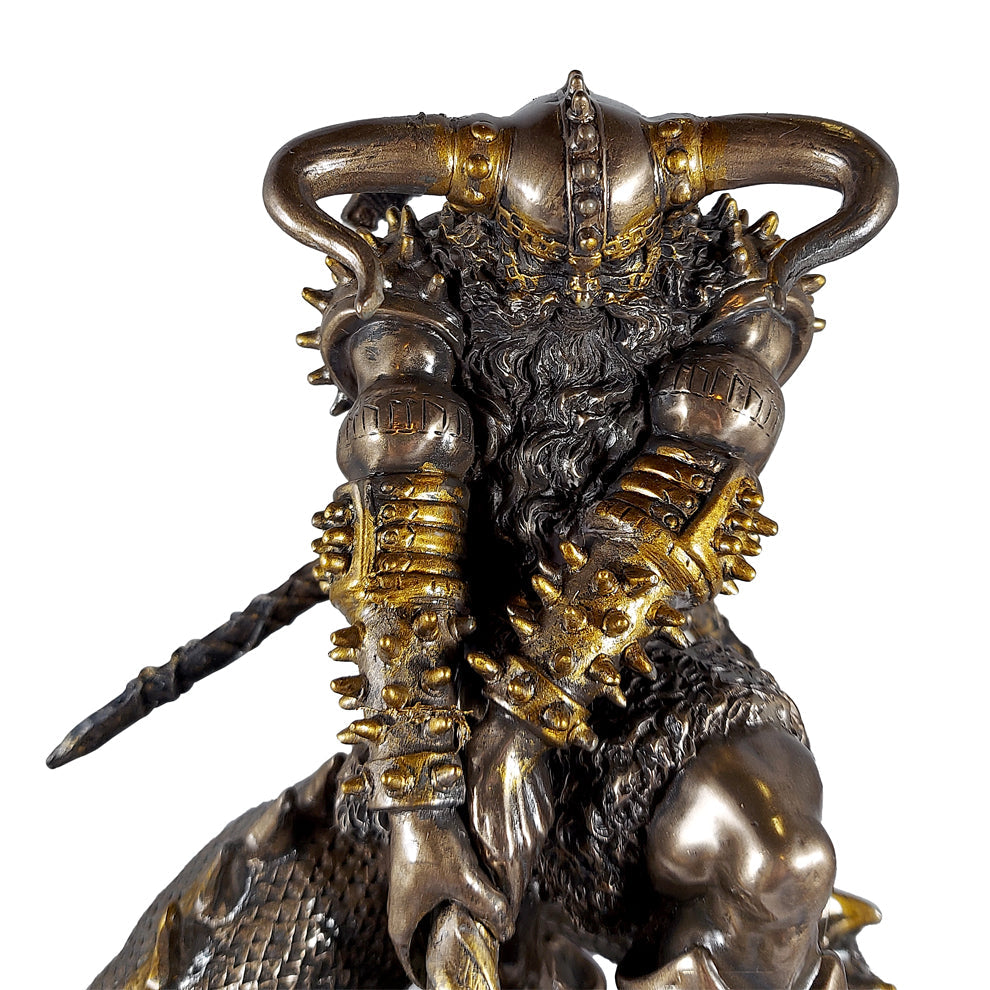 Thor Slaying Midgard Dragon With Mjolnir Hammer Statue | Statue | Wiccan Center